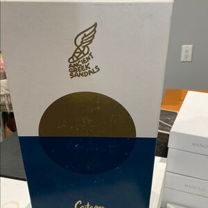 Ancient Greek Sandals Blue and Gold Accent Piece